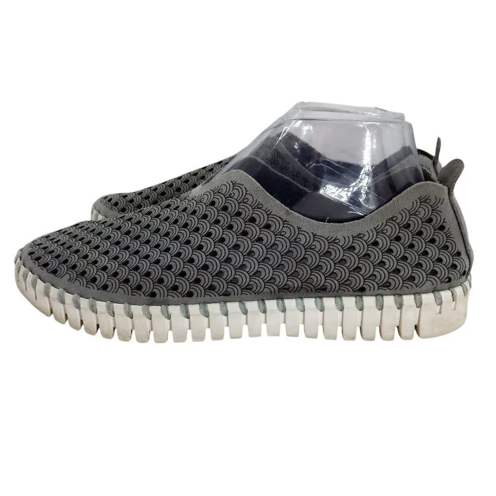 Ilse Jacobsen Tulip Slip On Gray Perforated Comfort Shoes Size 40 US 9.5-10